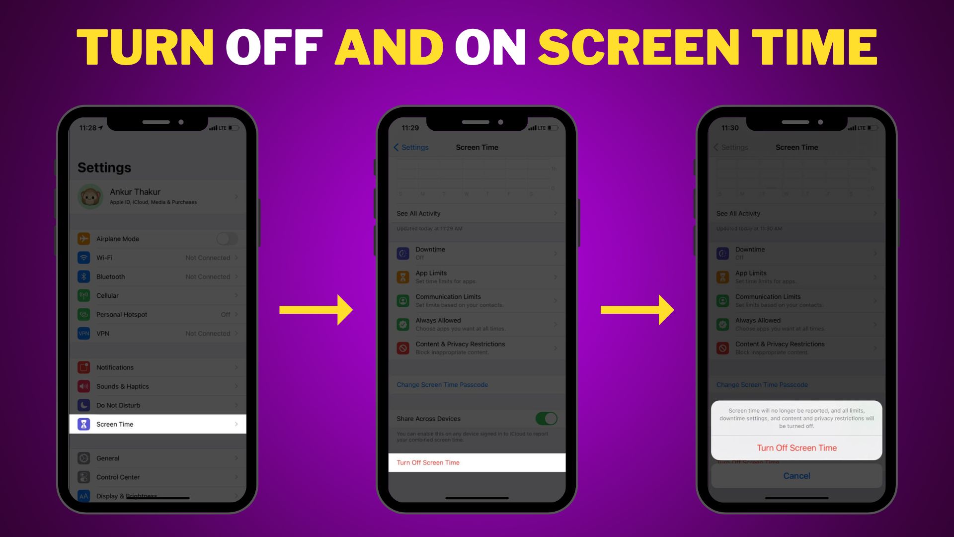 Turn OFF and ON Screen Time