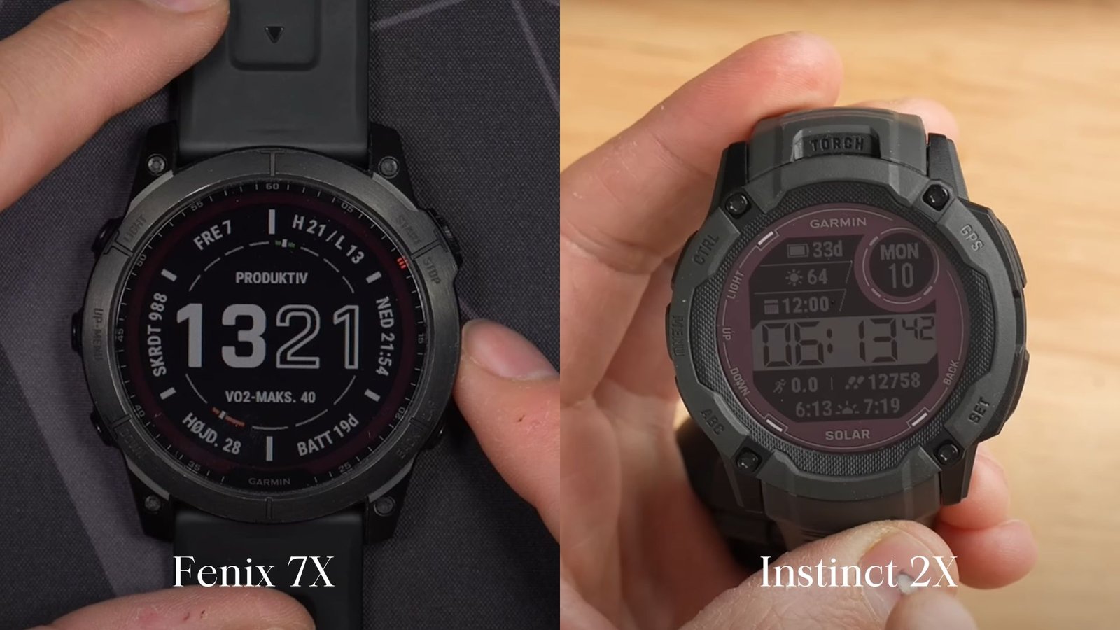 Fenix 7X vs Instinct 2X Display