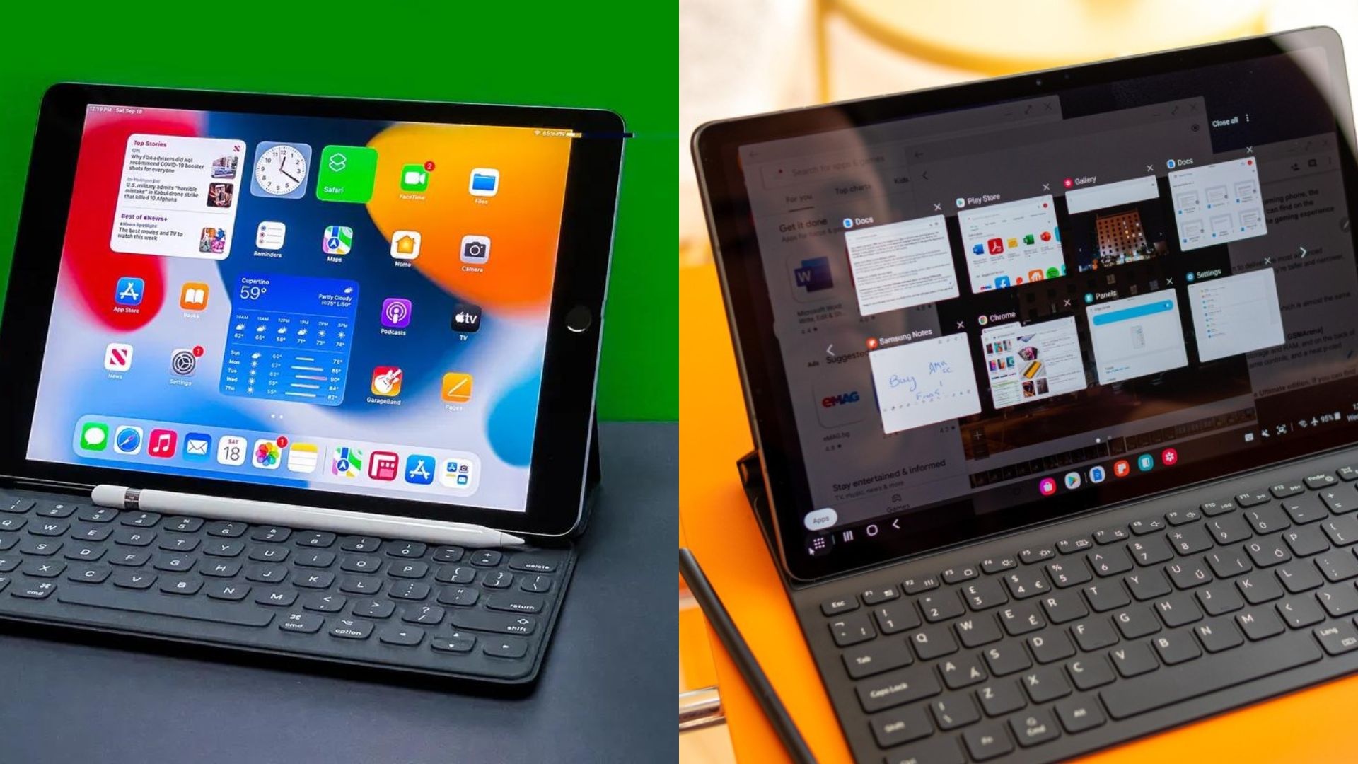 iPad 9 vs Galaxy Tab S7 FE Keyboard & Stylus